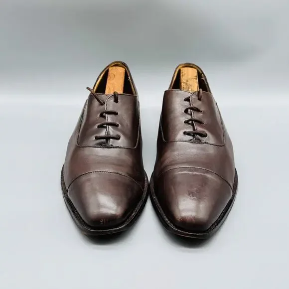 Elegant Dark Brown Cap Toe Oxfords - Picture 3 of 11